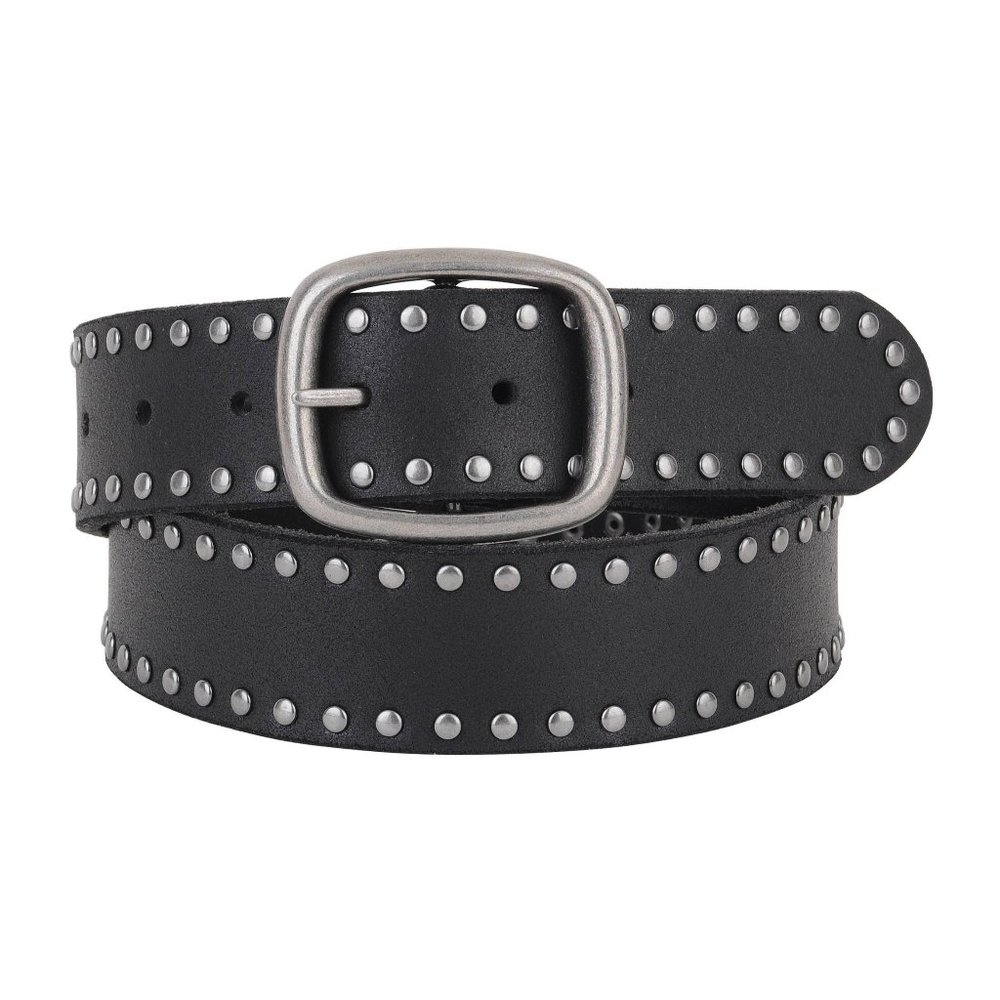 Black Leather Studded Belt